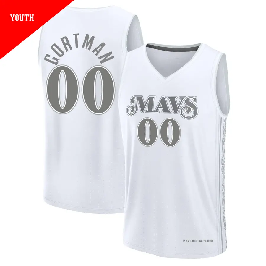 ＃00 Youth Jazian Gortman Dallas Mavericks 2024/25 Fast Break Fanatics White City Edition Jersey