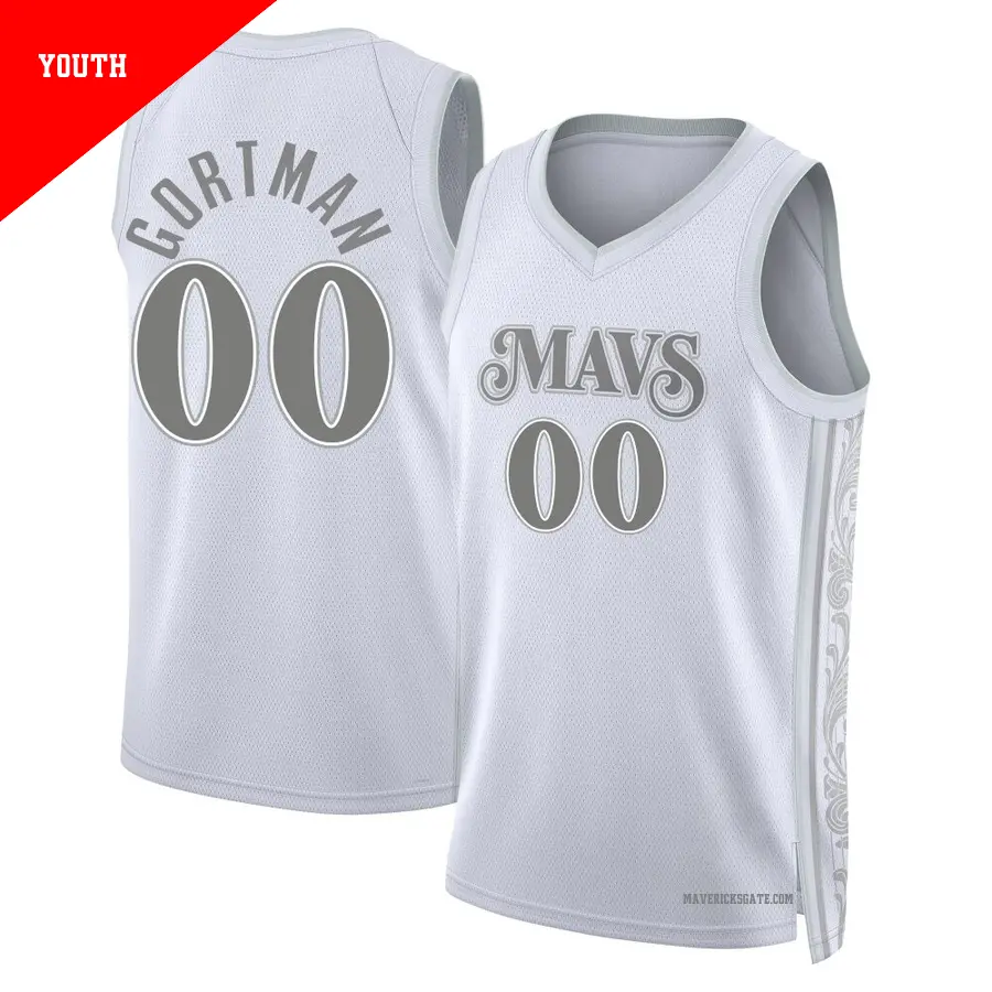＃00 Youth Jazian Gortman Dallas Mavericks 2024/25 Swingman White City Edition Jersey