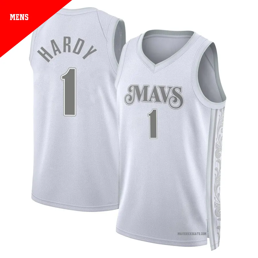 ＃1 Men's Jaden Hardy Dallas Mavericks 2024/25 Swingman White City Edition Jersey