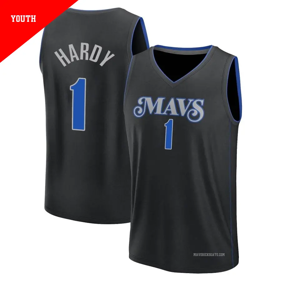 ＃1 Youth Jaden Hardy Dallas Mavericks 2023/24 Fast Break Black City Edition Jersey