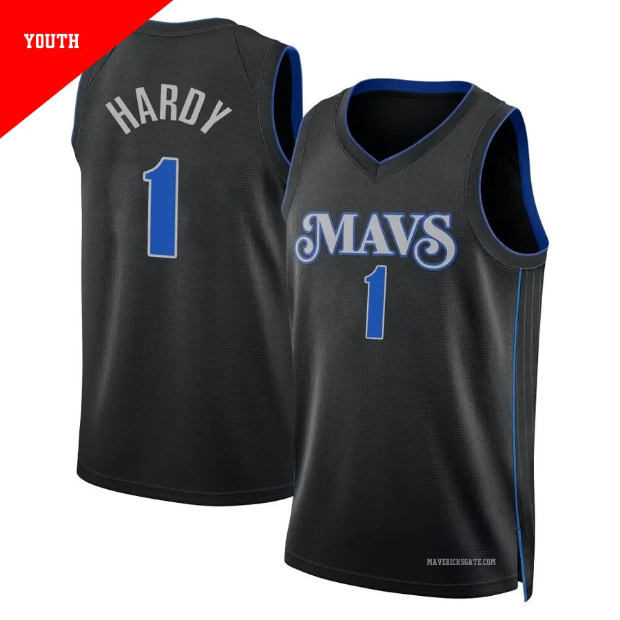 ＃1 Youth Jaden Hardy Dallas Mavericks 2023/24 Swingman Black City Edition Jersey