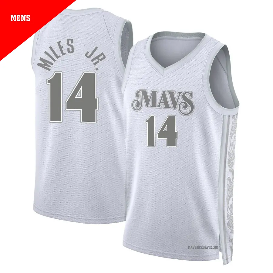 ＃14 Men's Mike Miles Jr. Dallas Mavericks 2024/25 Swingman White City Edition Jersey