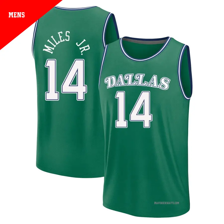 ＃14 Men's Mike Miles Jr. Dallas Mavericks 2025/26 Fast Break Green Classic Edition Jersey