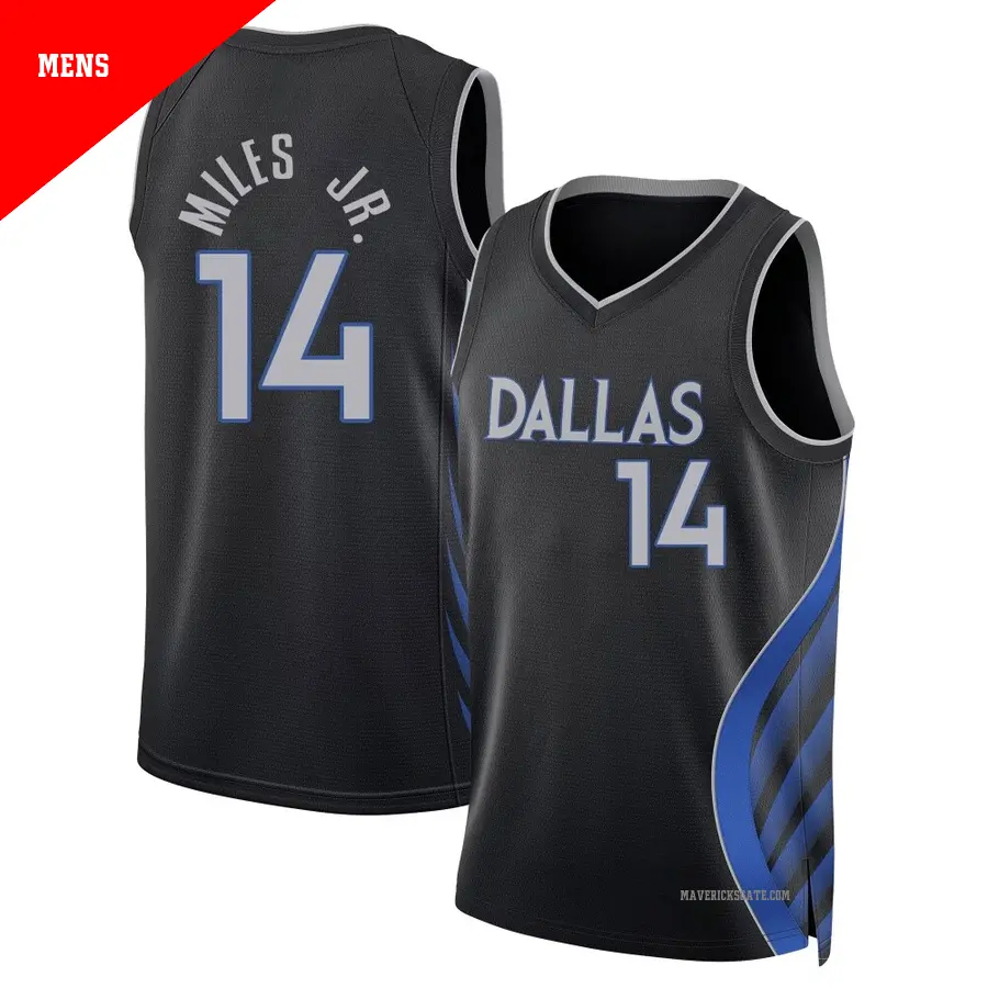 ＃14 Men's Mike Miles Jr. Dallas Mavericks 2025/26 Swingman Black City Edition Jersey