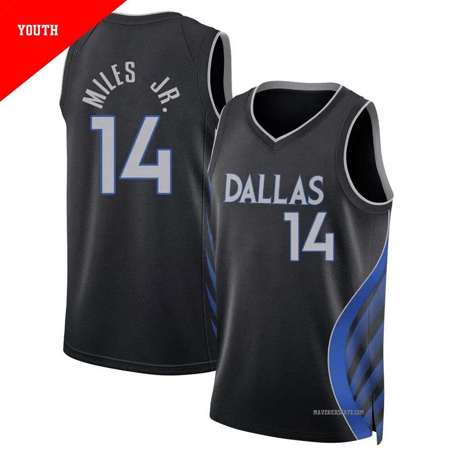 ＃14 Youth Mike Miles Jr. Dallas Mavericks 2025/26 Swingman Black City Edition Jersey