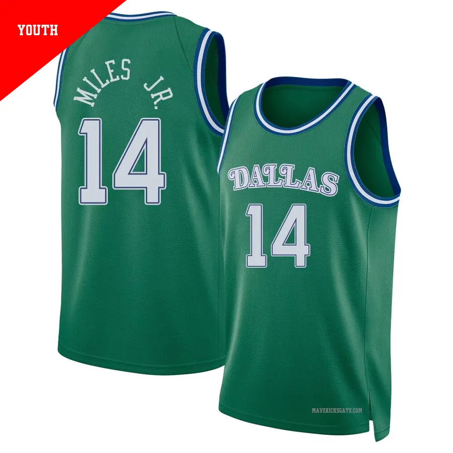 ＃14 Youth Mike Miles Jr. Dallas Mavericks 2025/26 Swingman Green Classic Edition Jersey