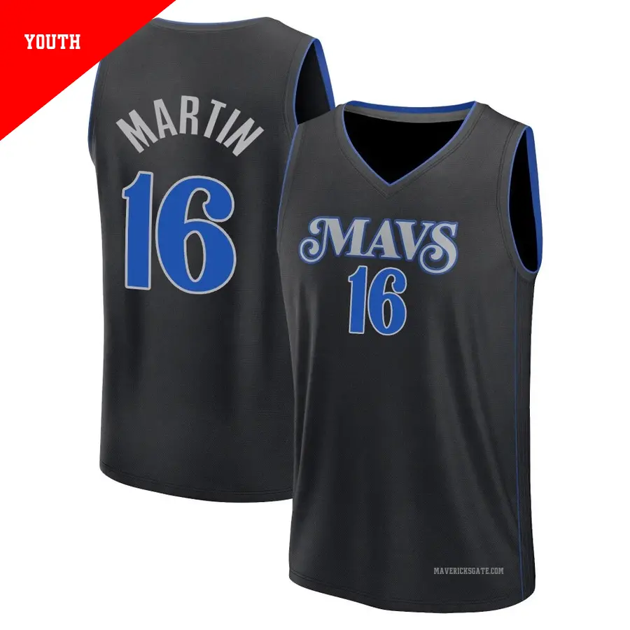 ＃16 Youth Caleb Martin Dallas Mavericks 2023/24 Fast Break Black City Edition Jersey