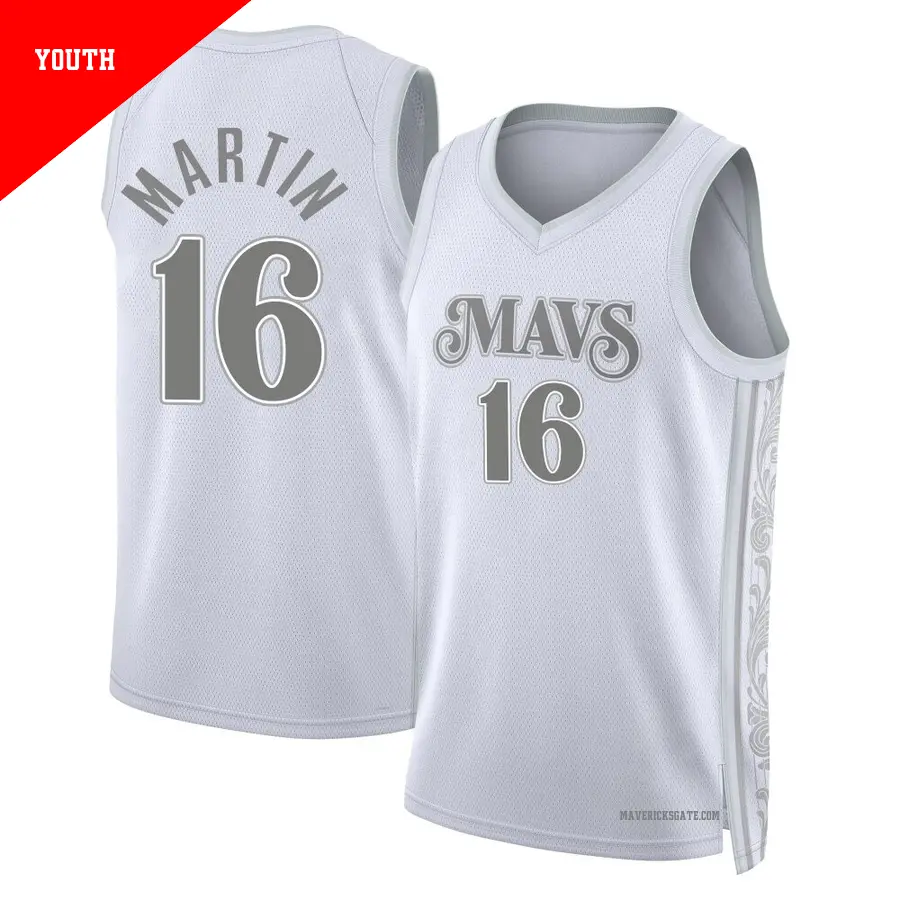 ＃16 Youth Caleb Martin Dallas Mavericks 2024/25 Swingman White City Edition Jersey