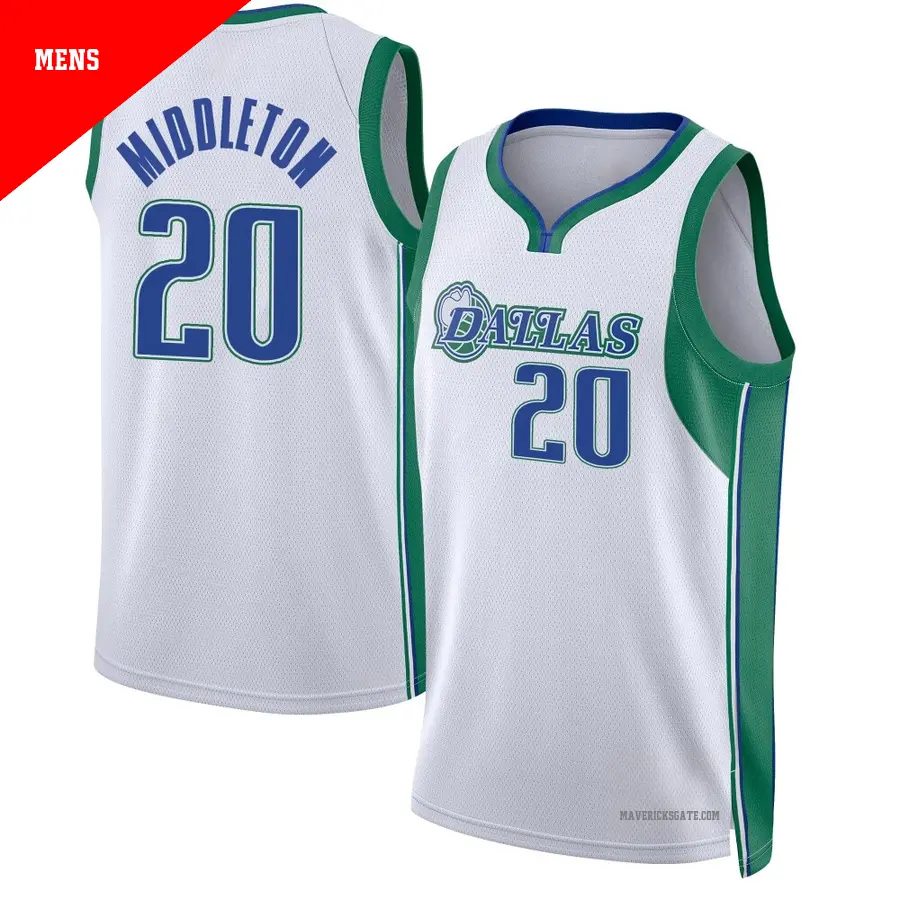 ＃20 Men's Khris Middleton Dallas Mavericks 2021/22 Swingman White City Edition Jersey