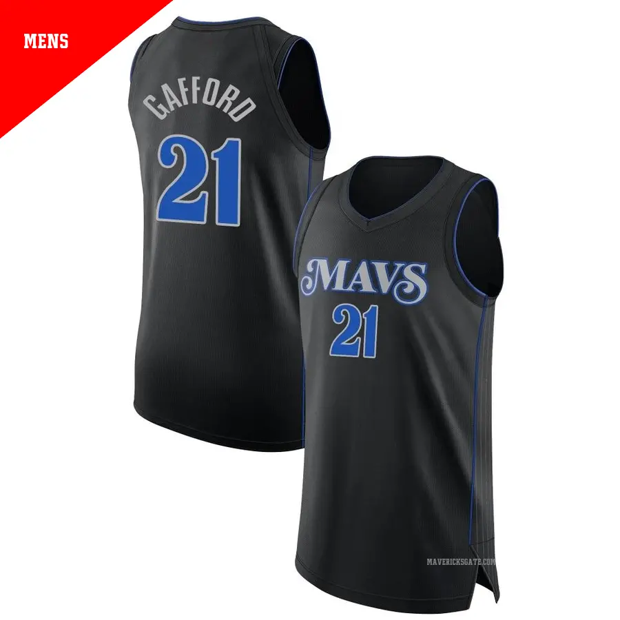 ＃21 Men's Daniel Gafford Dallas Mavericks 2023/24 Authentic Black City Edition Jersey