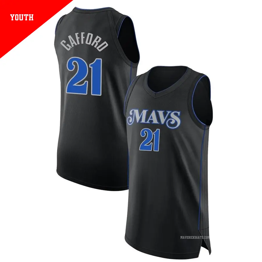 ＃21 Youth Daniel Gafford Dallas Mavericks 2023/24 Authentic Black City Edition Jersey