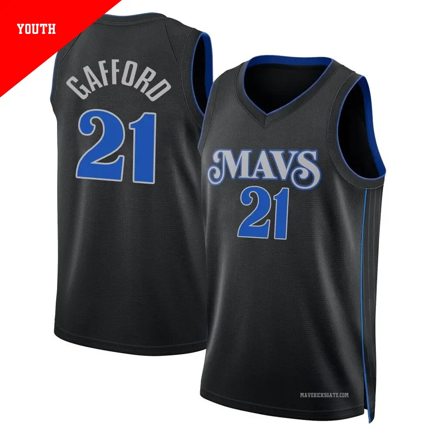 ＃21 Youth Daniel Gafford Dallas Mavericks 2023/24 Swingman Black City Edition Jersey