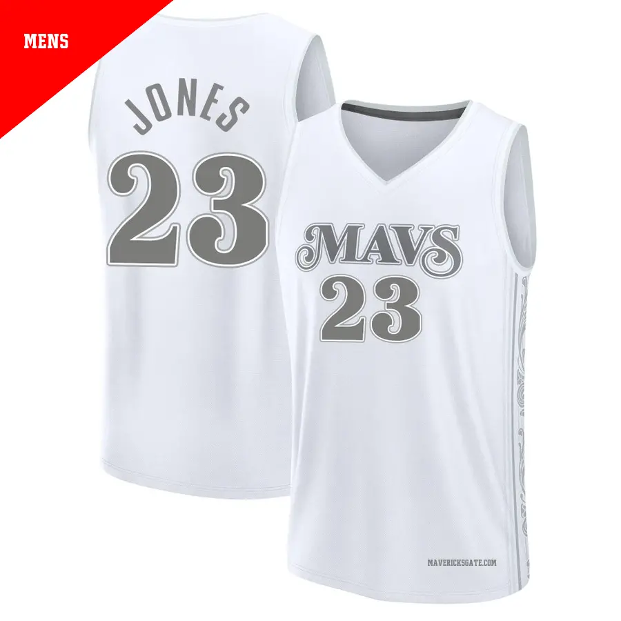 ＃23 Men's Kai Jones Dallas Mavericks 2024/25 Fast Break Fanatics White City Edition Jersey