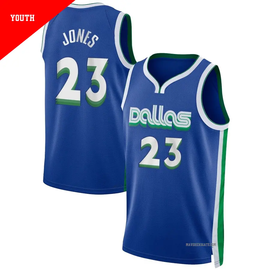 ＃23 Youth Kai Jones Dallas Mavericks 2022/23 Swingman Blue City Edition Jersey