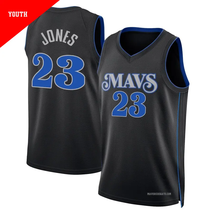 ＃23 Youth Kai Jones Dallas Mavericks 2023/24 Swingman Black City Edition Jersey