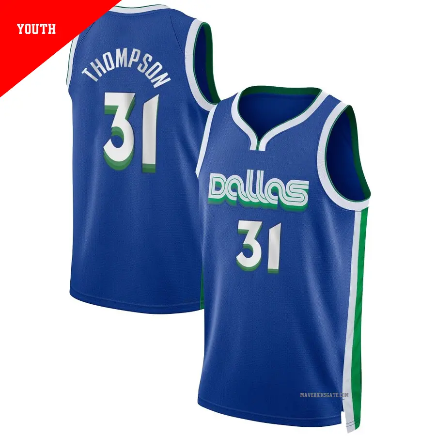 ＃31 Youth Klay Thompson Dallas Mavericks 2022/23 Swingman Blue City Edition Jersey