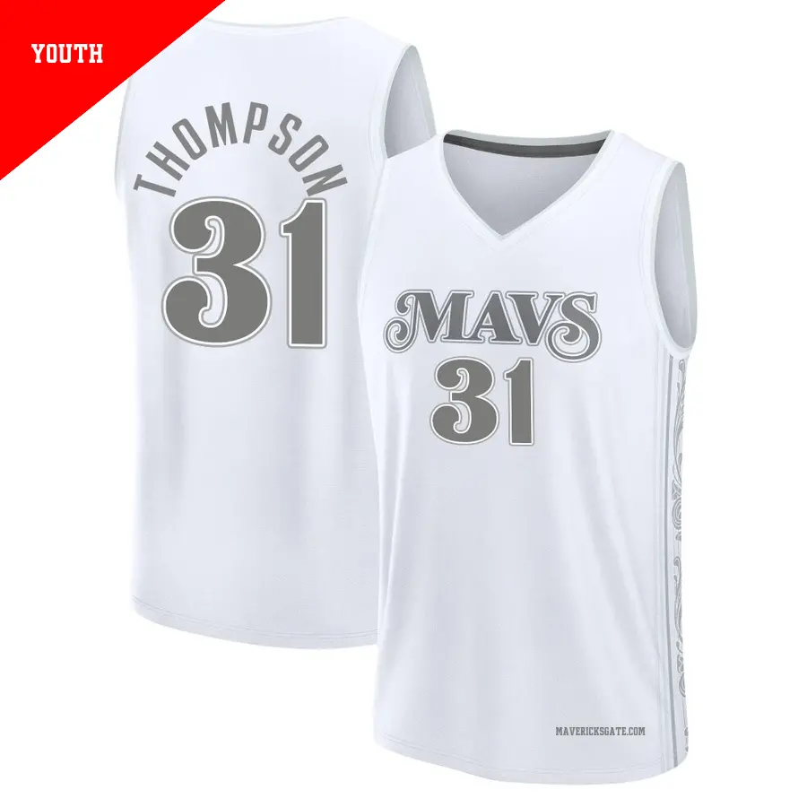 ＃31 Youth Klay Thompson Dallas Mavericks 2024/25 Fast Break Fanatics White City Edition Jersey