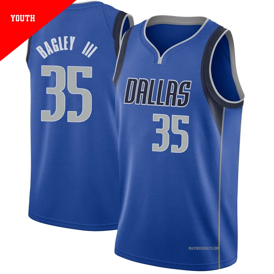 ＃35 Youth Marvin Bagley III Dallas Mavericks Royal Swingman Jersey Icon Edition